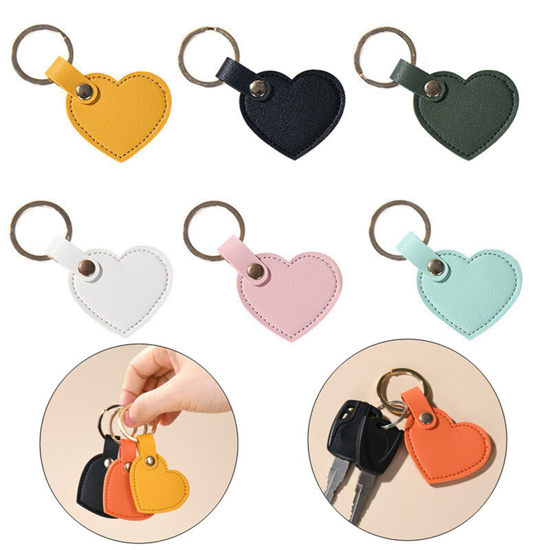 Leather Heart Key Chain Fashion Leather Heart Shape Keychain Women Car Key Holder Home Key Ring Charm Bag Car Pendant Gift 2023