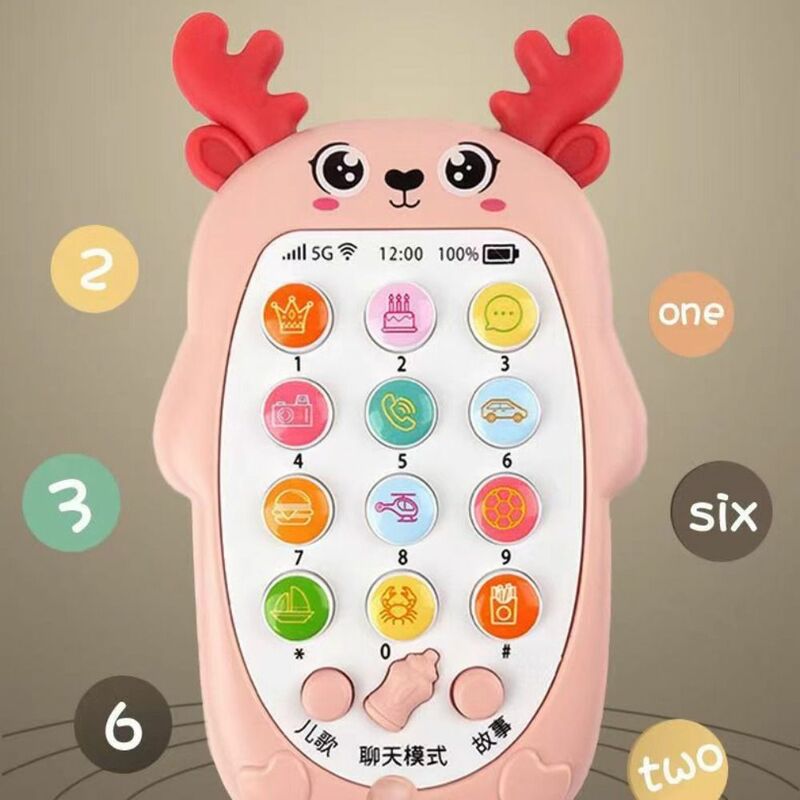 Telefone celular eletrônico para bebê, brinquedo por voz, brinquedo de simulação, brinquedo musical, silicone, seguro