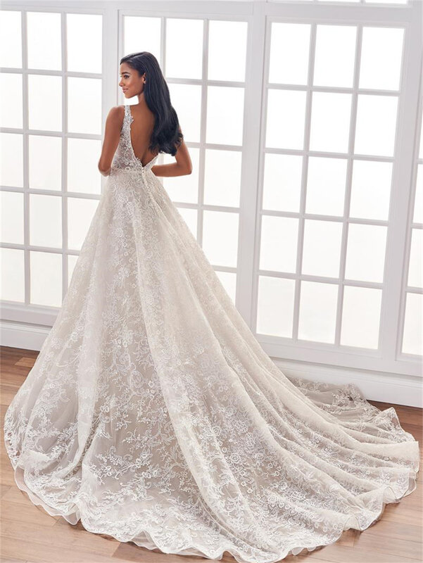 Prosta suknia ślubna z odkrytymi ramionami 2024 elegancka suknia ślubna z aplikacjami romantyczna sukienka o długości podłogi o linii A Vestidos De Novia
