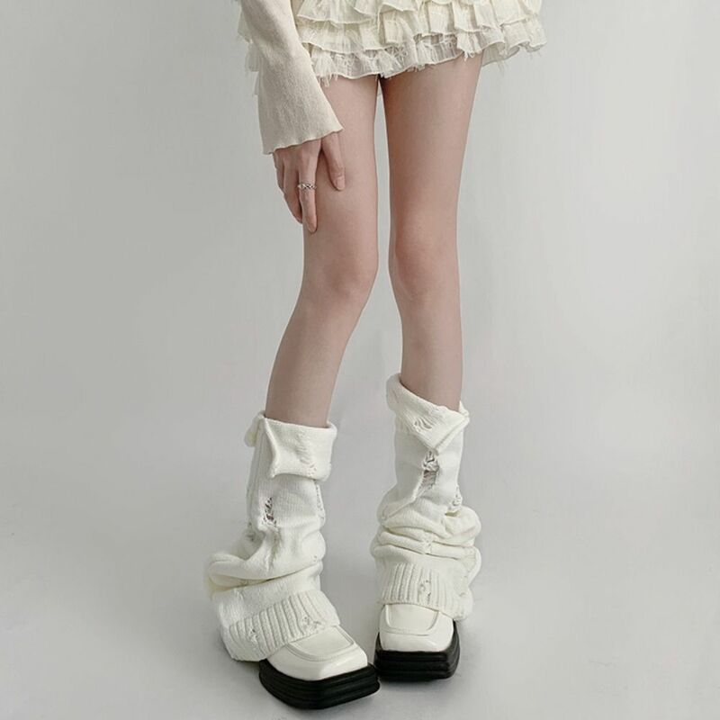 ถุงเท้าอุ่นขาตาข่ายยืดหยุ่นใหม่ชุดยูนิฟอร์ม JK sepatu BOOTS anak perempuan ญี่ปุ่นถุงเท้าให้ความอบอุ่น Y2K สไตล์ฮาราจูกุ