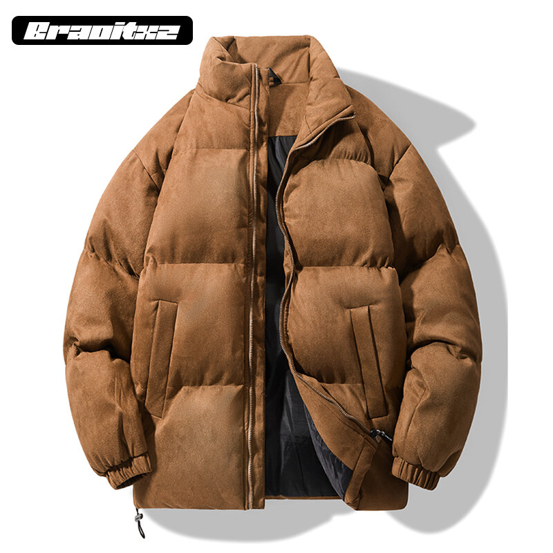 Nuovi uomini autunno inverno moda Casual Outdoor antivento tenere al caldo giacca di alta qualità cappotti uomo giacca in pelle scamosciata con colletto alla coreana da uomo