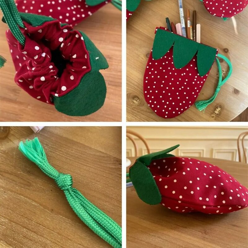 Makeup Pocket Cute Strawberry Drawstring Bag Korean Style Storage Bag Cosmetic Bag Beauty Tools Pouch Large Capacity