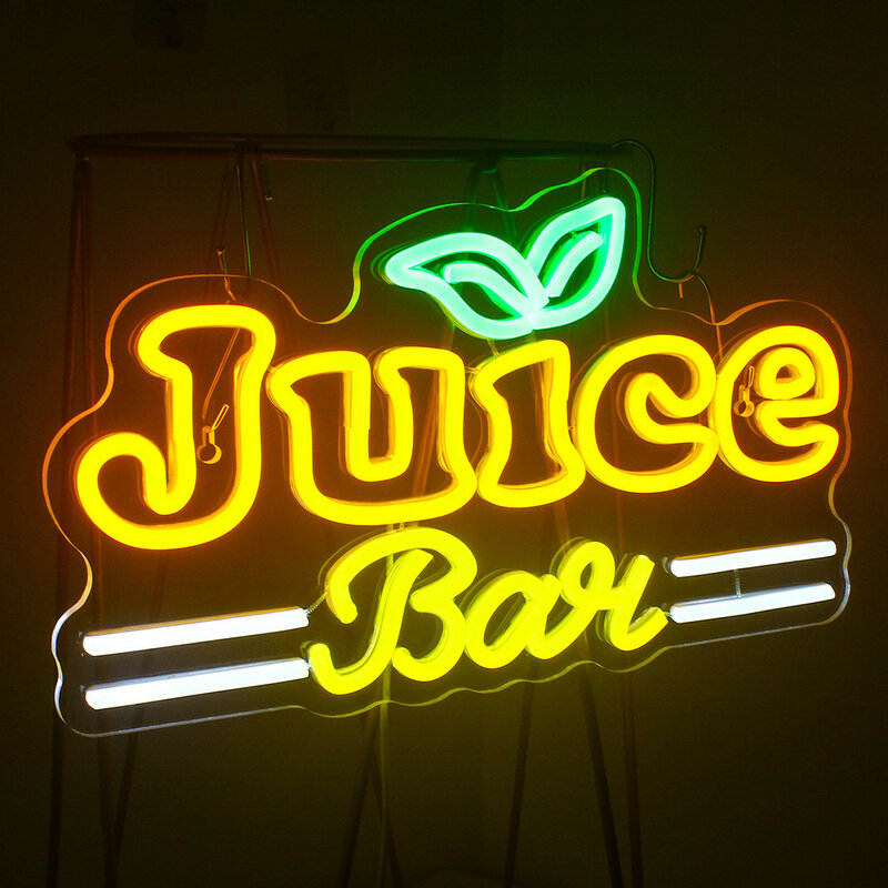Juice Bar Neon Sigh Wall Art Lamp LED Lights USB Aesthetic Room Decoration For Home Bar Birthday Party Bedroom Decor Accessories