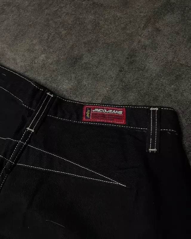 Vintage bordir kualitas tinggi Hip Hop longgar jeans wanita JNCO Y2K pakaian jeans Harajuku streetwear Goth jeans pinggang tinggi