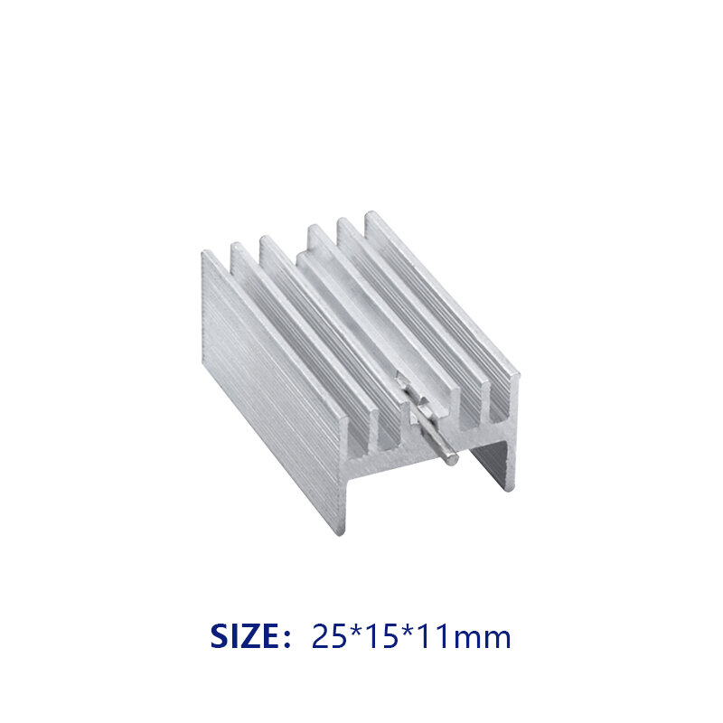 Disipador de calor de aluminio TO-220/247, 25x15x11mm, perfil triodo LED, Enfriador de dientes de densidad de Pin