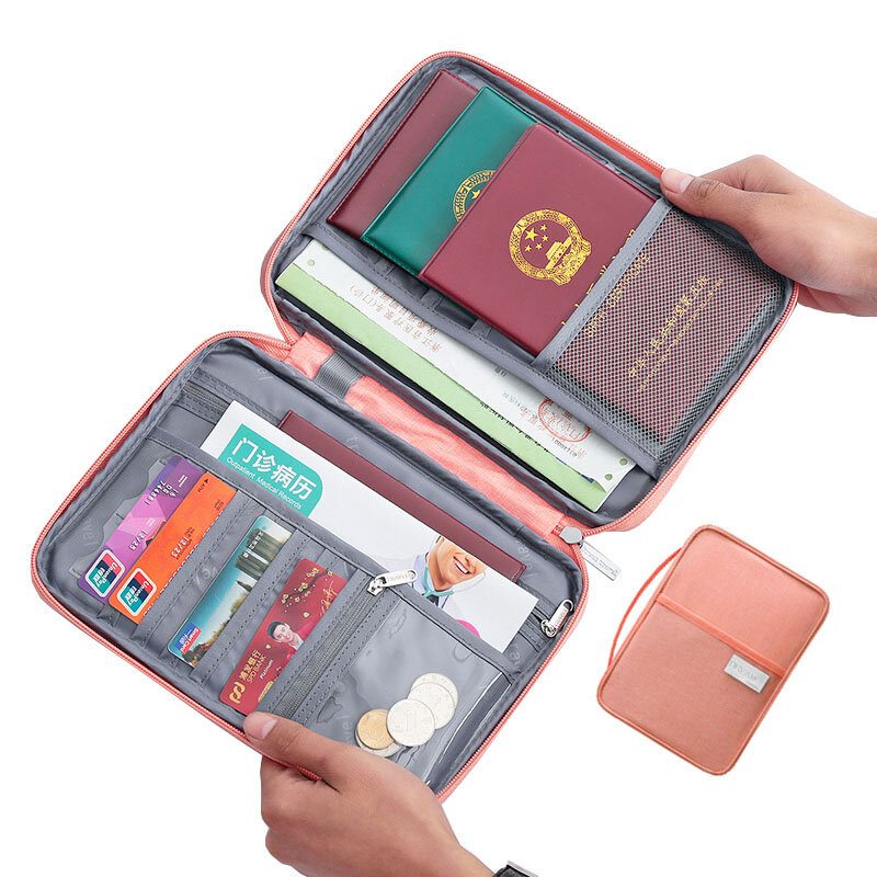 Dompet bepergian populer tempat paspor keluarga tempat dokumen kedap air kreatif tempat dokumen Organizer perjalanan aksesori tas penyimpan dokumen