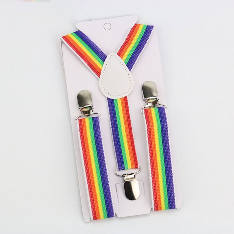 Children Rainbow Strap Clip Colorful Striped Baby Suspenders Belt Boys and Girls