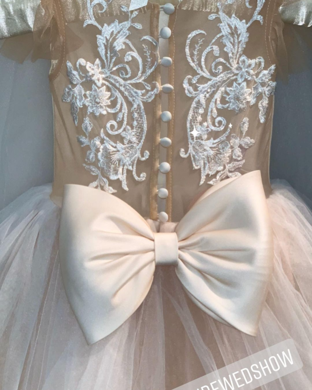 MisShow New Bow Lace Ball Gown abiti da ragazza di fiore per matrimonio dolce manica lunga morbido Tulle ragazze abiti da comunione principessa