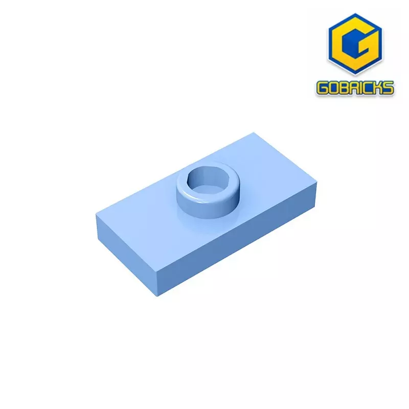 Pelat GDS-803 Gobricks 1X2 W 1 tombol kompatibel dengan lego 15573 3794 anak-anak DIY blok bangunan edukasi teknis