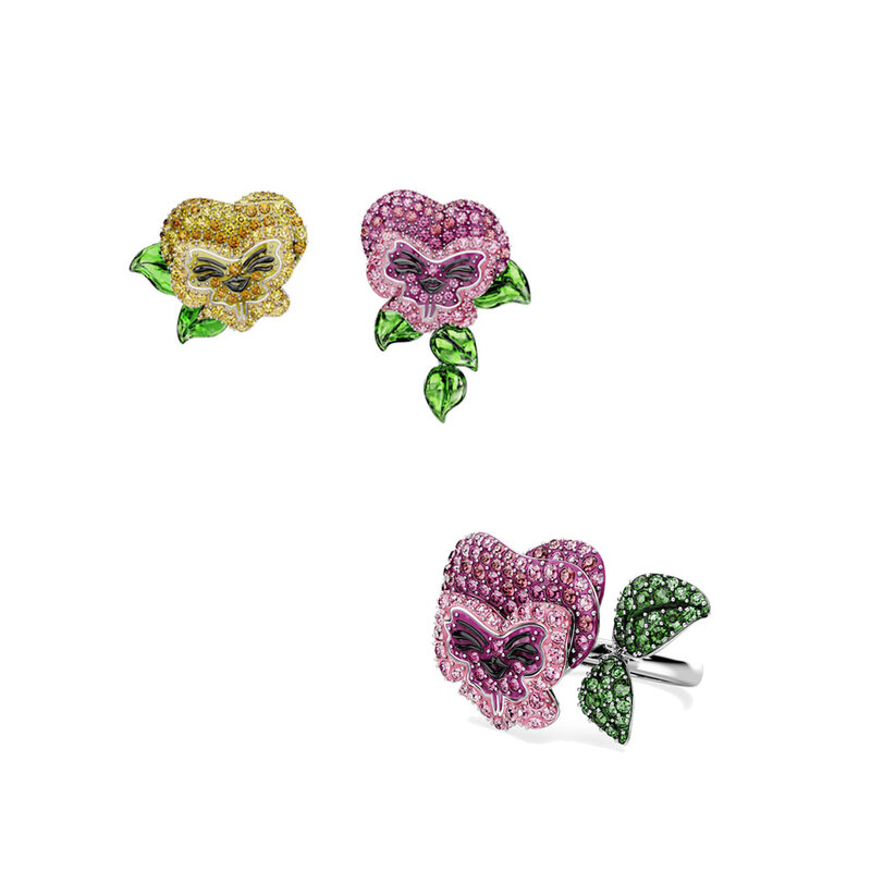 Ensemble de bijoux en perles de cristal d'amour rose pour femme, collier, boucles d'oreilles, bracelet, bague, charmant, original, cadeau romantique, 2024