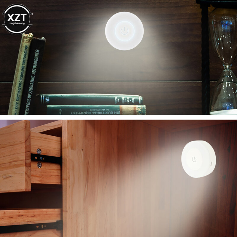 Czujnik dotykowy LED lampka nocna 3 tryby USB akumulator podstawa magnetyczna kinkiet okrągły przenośny ściemnianie noc pokój Lamp dekoracja