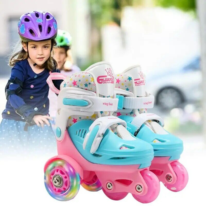 Sepatu roda Inline PU elastis untuk anak-anak, sepatu roda nyaman bernapas tahan lama kualitas tinggi dapat disesuaikan untuk anak-anak 2-8