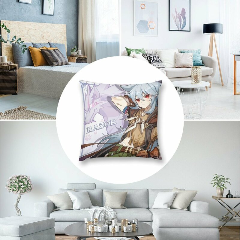 Genshin Impact - Razor ulang tahun karya seni resmi 2020 lempar bantal penutup untuk Sofa item dekorasi rumah