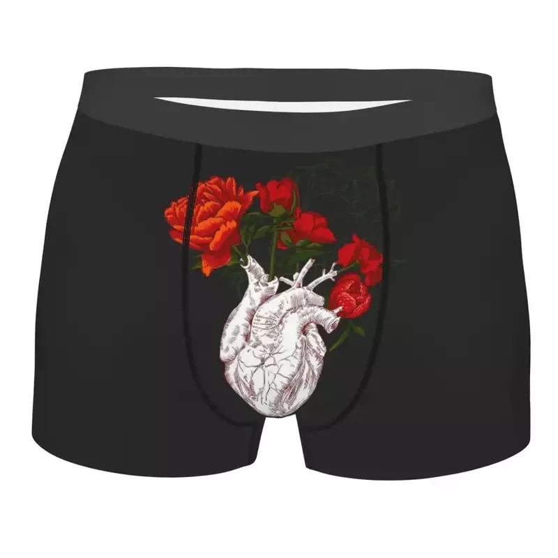 Drawing Human Heart With Flowers Underpants Homme Panties Man Underwear Print Shorts Boxer Briefs