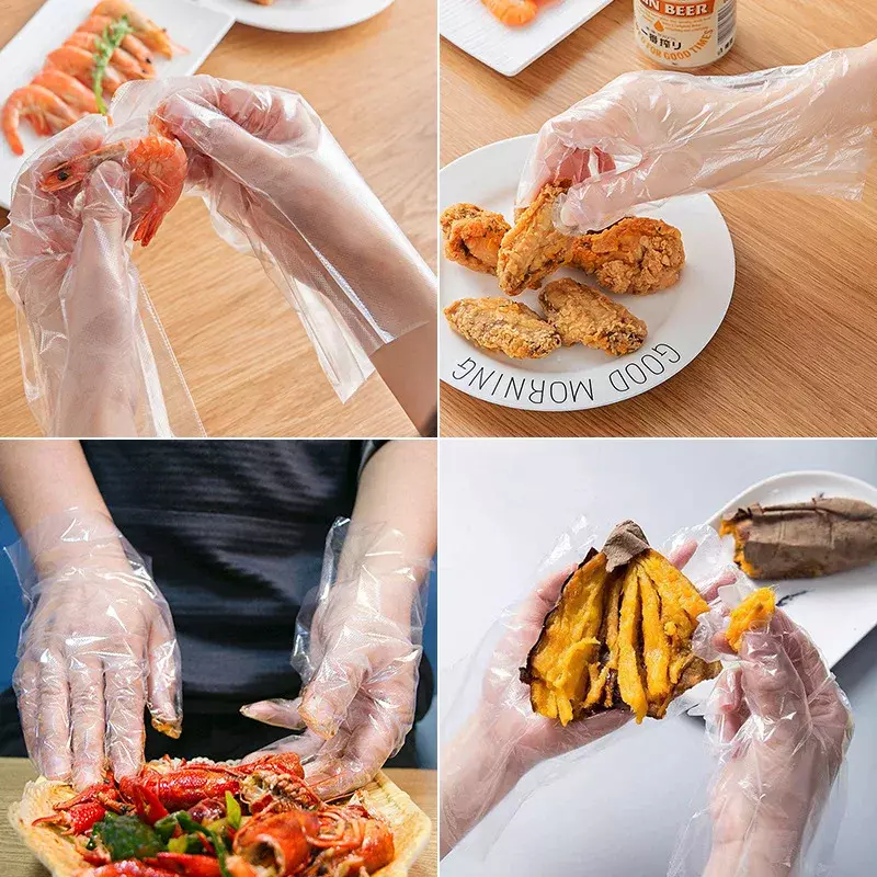 Guanti monouso trasparenti all'ingrosso guanti impermeabili in plastica per cucina ristorante pollo fritto BBQ stoviglie usa e getta