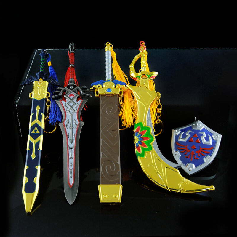 De Hyrule Fantasy Wapen Zelda Master Sword Hylian Shield Game Sleutelhanger Model Katana Ninja Zwaard Samurai Speelgoed Voor Jongen Gift