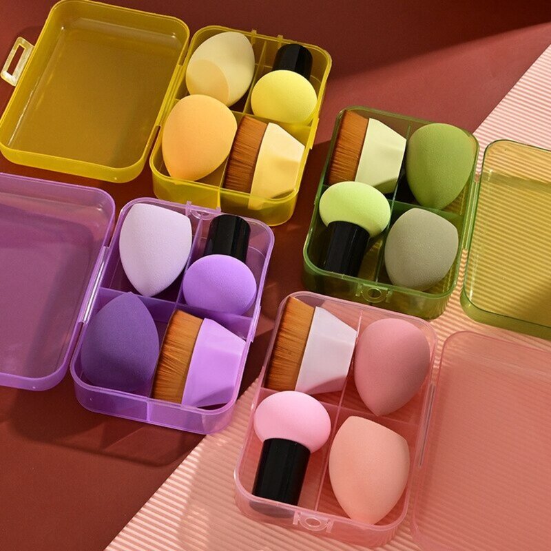 4Pcs With Box Cosmetic Puff Set Beauty Dry Wet Usable Makeup Tool Cushion Puffs Pro Foundation Sponge Powder Makeup