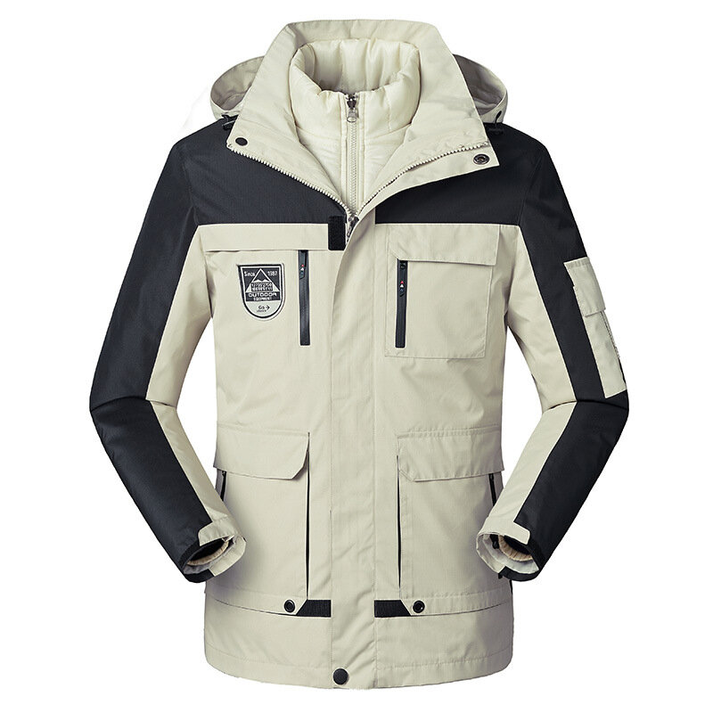 男性用の厚くて暖かい冬のジャケット,3 in 1,新しいファッション,アウターウェア,防風,防水,フード付き,男性用,5xl,6xl