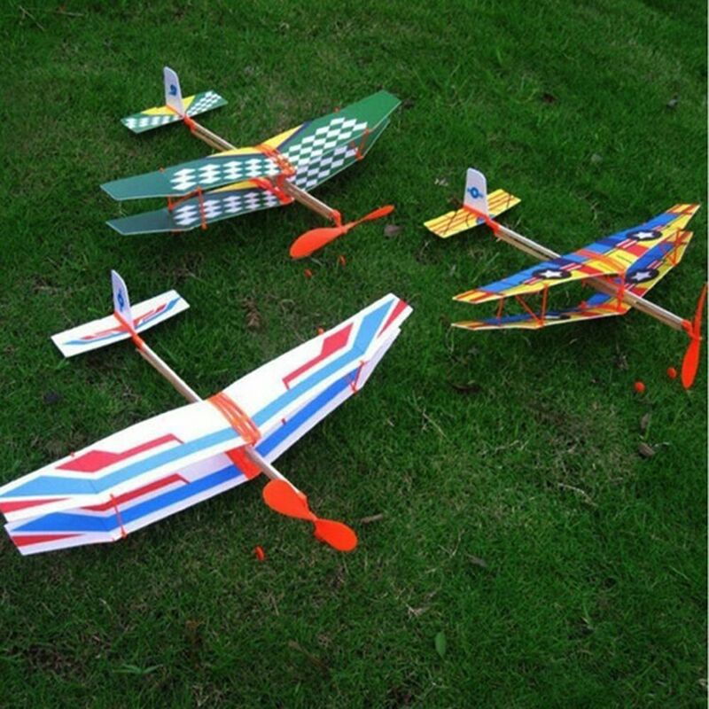 Avión de goma elástica de juguete educativo, Avión de espuma DIY, planeador volador accionado, modelo de ensamblaje, el mejor regalo de Navidad