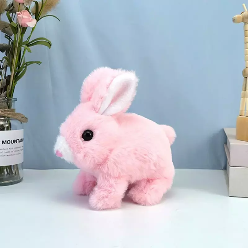 Elektroniczne zabawkowe zwierzątka pluszowy królik elektryczny symulacja może chodzić, aby dźwięk trzęsący się uszy z długimi włosami królika prezenty dla dzieci