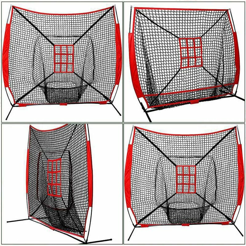 2 buah jaring Target Softball merah & hitam dapat disesuaikan untuk latihan Softball lempar pukulan Batting menangkap latihan bisbol