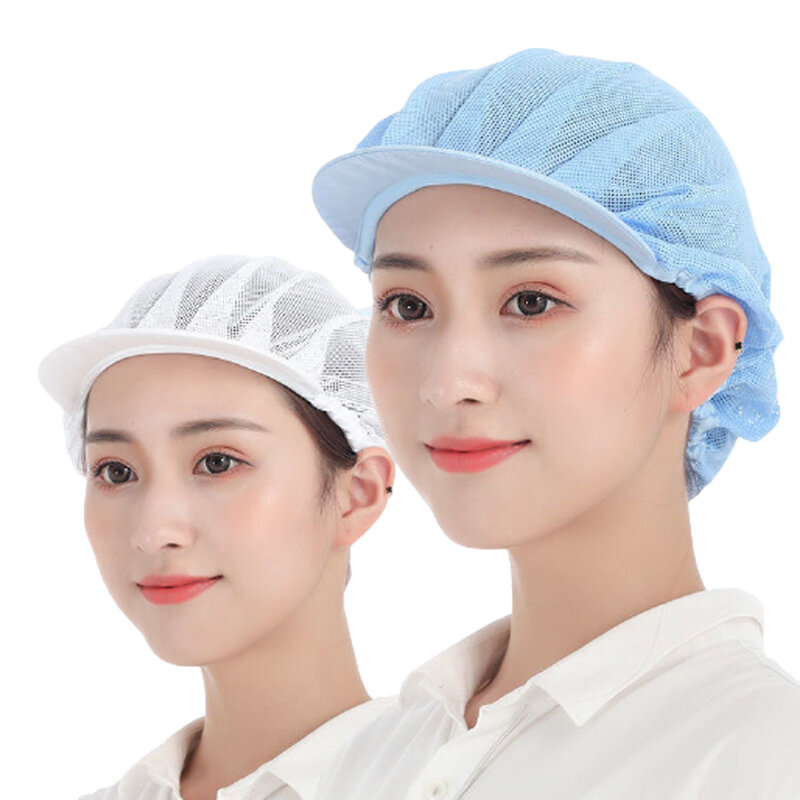 5 Buah Topi Koki Pria Topi Dapur Wanita Kantin Topi Jaring Kerja Tanaman Pengolahan Makanan dan Elektronik Topi Pekerja Bengkel
