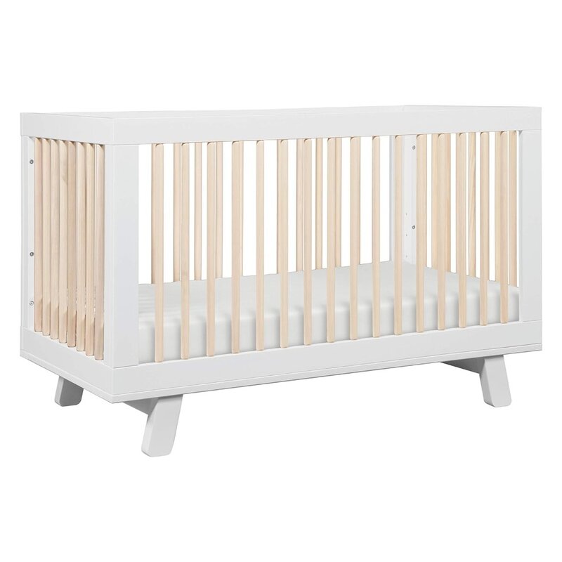 Кроватка-трансформер с комплектом для кровати для малышей, белая и моющаяся натуральная, сертифицированная Greenguard Gold