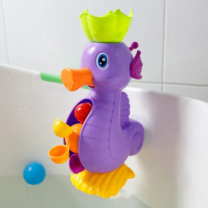 Shower Bath Toys for Kids Cute Yellow Duck Waterwheel Sea horse Toys Baby Faucet Bathing Play Water Spray Game Baby Toys