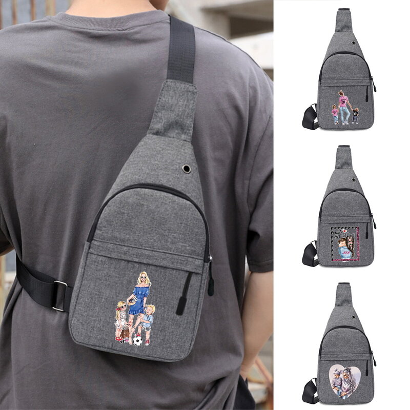 2022 Men's Shoulder Bag Canvas Sport Crossbody Trend Outdoor Chest Bag for Men Mom Pattern Printed Mobile Phone Chest Bags