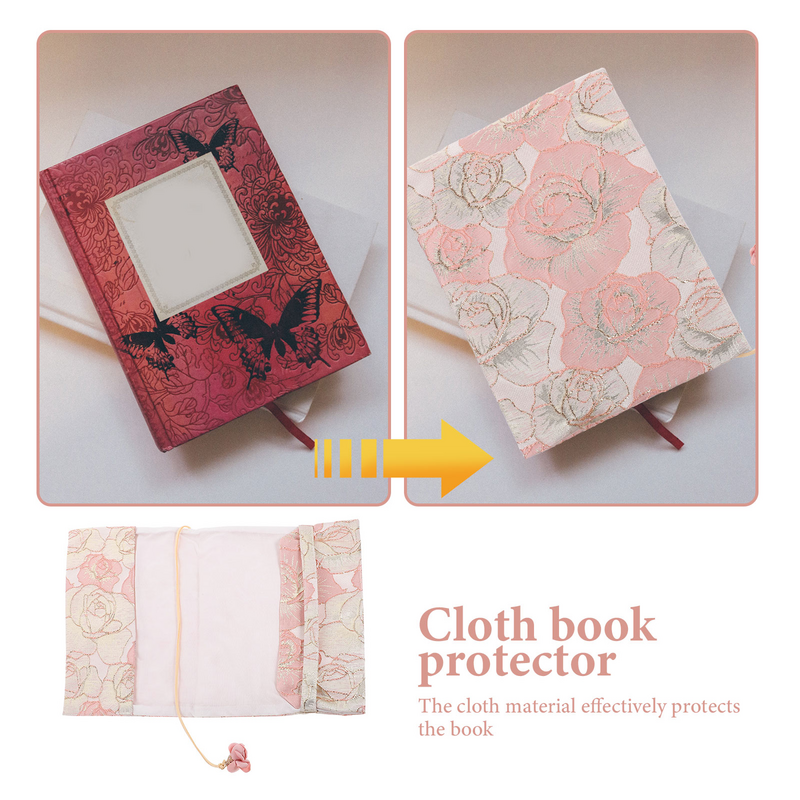 Funda protectora de libro A5, cubierta de libro, Protector de libro de tela suave, patrón de flores, funda de libro ajustable, cuaderno
