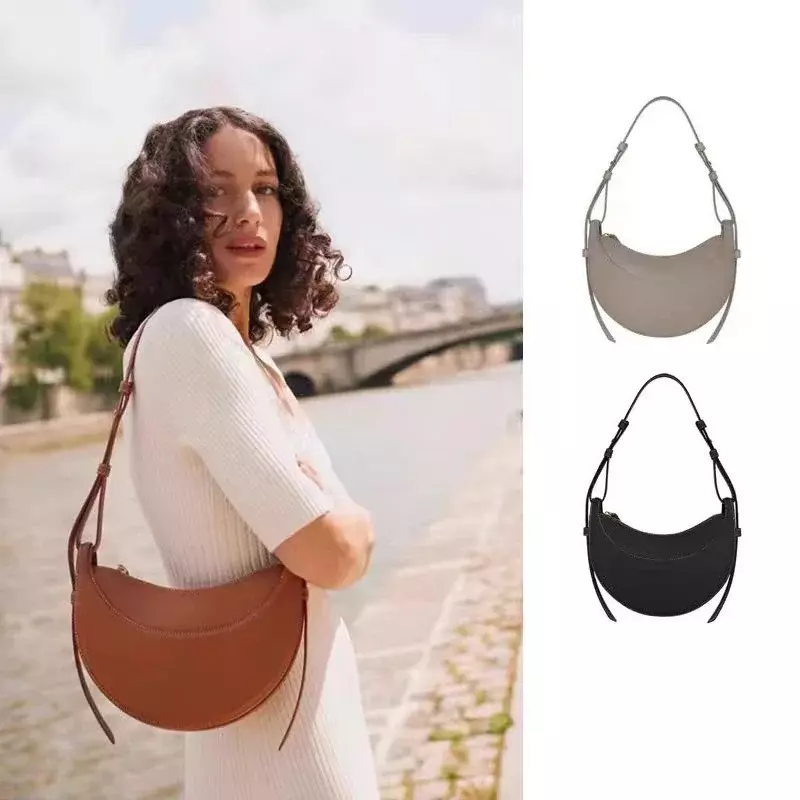 Damenmode Taschen einfarbige Umhängetasche verstellbarer Riemen Sattel form Achsel Tasche Dame einfache Handtaschen mit korrektem Logo
