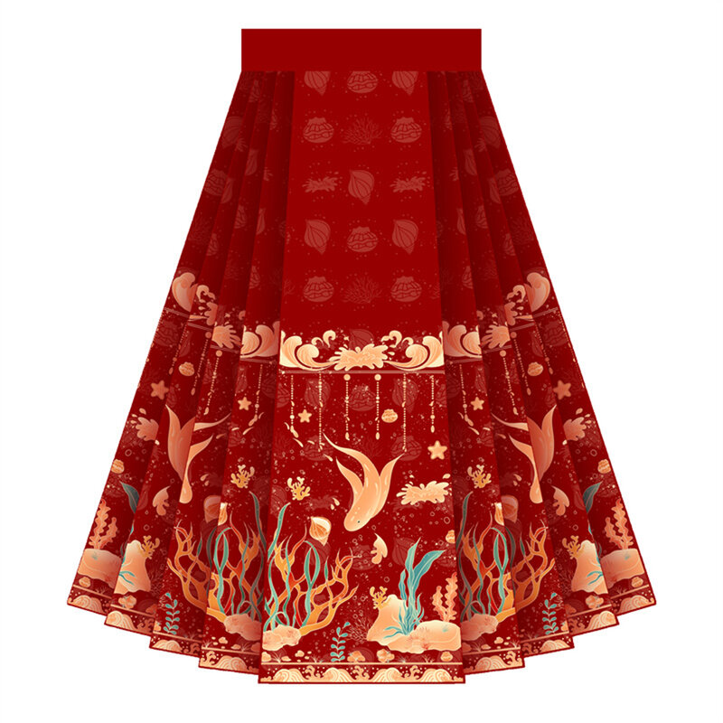 Gaun rok wanita Retro motif poliester, Gaun rok luar ruangan modis nyaman gaya China Universal untuk pengiring pengantin dapat disesuaikan
