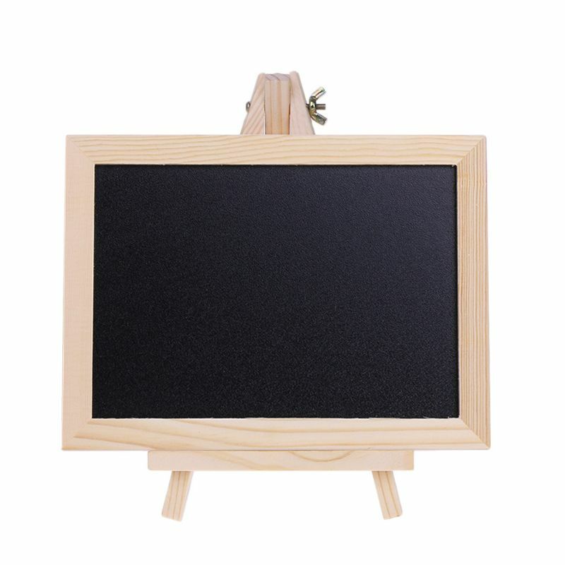 Y1UB Wood Tabletop Chalkboard Double Sided Blackboard Message Board Children Kids Toy