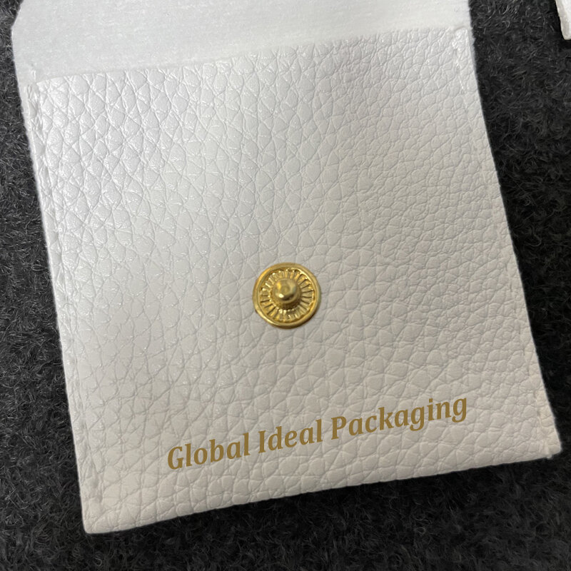 Bolso de cuero PU con botón para collar, bolsa de joyería de alta calidad, embalaje de joyería para pequeñas empresas