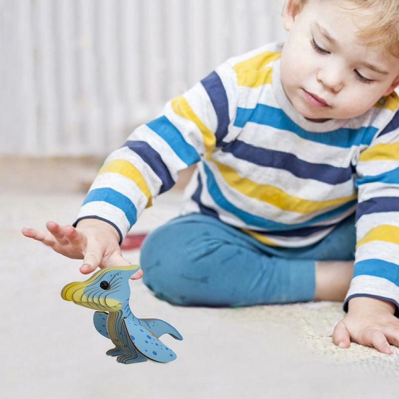 Dinosaurio 3D rompecabezas de papel educativo Montessori, bloques de construcción de animales, aprendizaje DIY, modelo de rompecabezas, juguete para niños, 6 + niños, niña