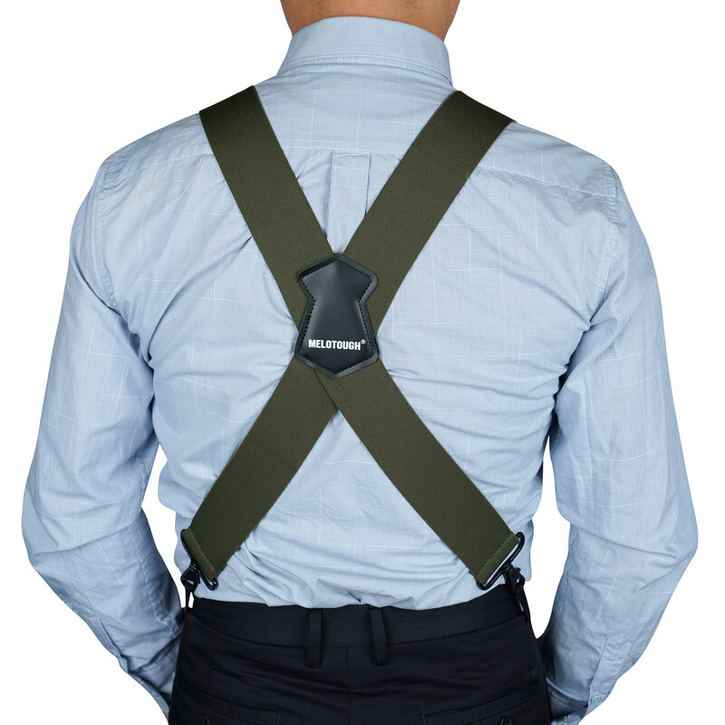 MELOTOUGH Men's Braces with 4 Hook-Clips for Trousers Vintage Suspenders Braces for Men Heavy Duty Adjustable Elastic X Shape
