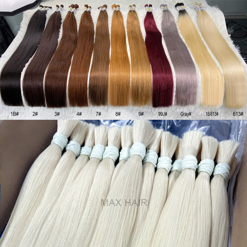 Maxhair Straight Full End Bulk hair 1B 613 Honey Blonde Human Hair Bulk For Braiding No Weft 100% Human Hair Extensions 50g 100g