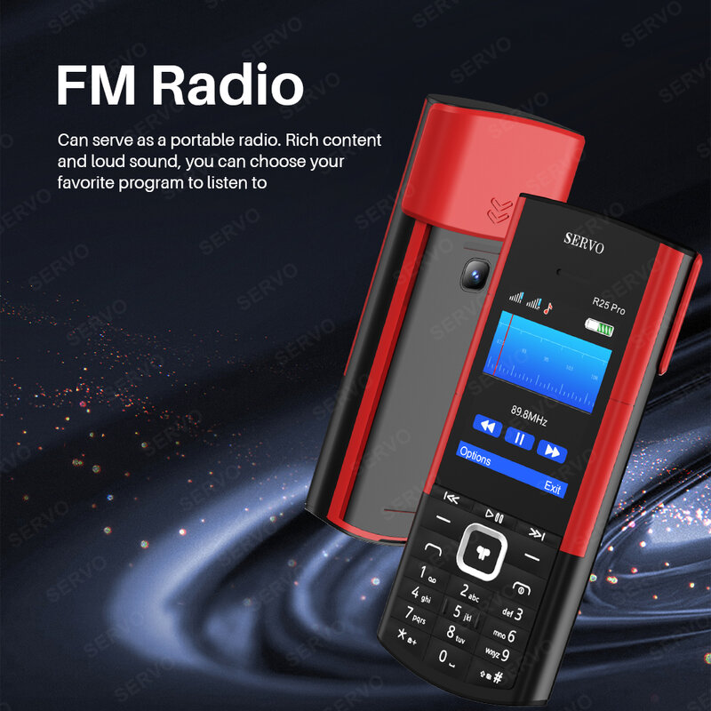 SERVO R25 PRO Button teléfono móvil, 2G GSM, Bluetooth, marcación de llamadas, grabadora, lista negra, pantalla de 2,4 ", auriculares TWS integrados