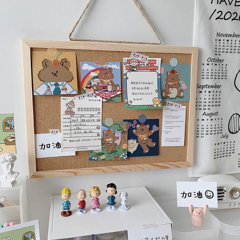 Cork  Wall Hanging Message Bulletin Board Frame Notice Note Memo Board for Home Office Shop School Photo Background