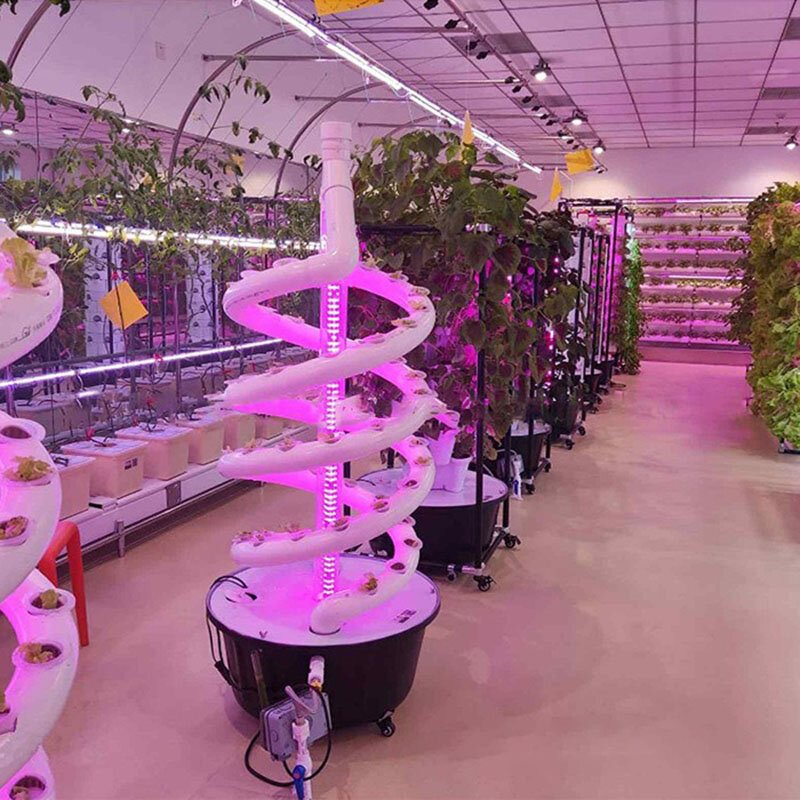 Sistema de plantación en espiral de granja hidropónica de jardín de invernadero, sistema aeróbico inteligente para interiores, plantador de instalación hidropónica Vertical
