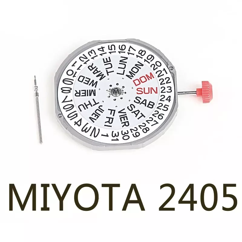 오리지널 브랜드 신상 일본 MIOYOTA2405 무브먼트 더블 캘린더 쿼츠 시계, 무브먼트 시계 액세서리