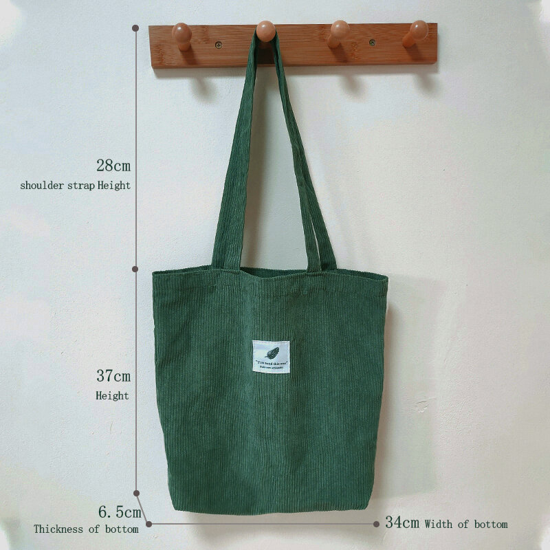 Corduroy Totes Bags for Women Shoulder Bag Female Soft Environmental Storage Reusable Girls Handbag Small and Large Shopper Tote