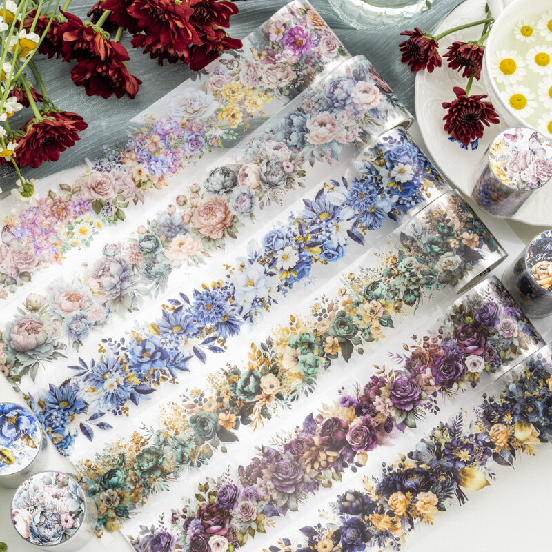 Marqueurs de la série Flowers in All Seasons, 40% de ruban l'horloge, décoration photo, 6 paquets