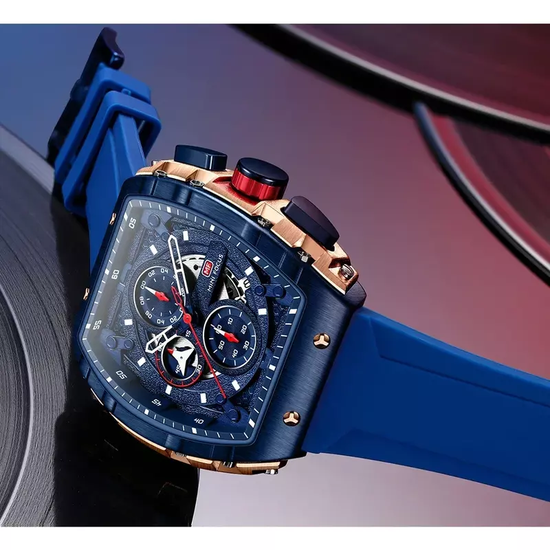MINI FOCUS-Montre-bracelet chronographe à quartz pour homme, étudiant, cadran tonneau, militaire, bracelet en silicone, américains, sport, horloge, 0399G