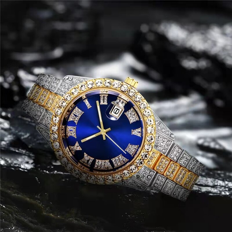 Wysokiej jakości luksusowy modny Mantianxing diamentowy pas stalowy męski zegarek kwarcowy chłopiec biznes zegar sportowy retro