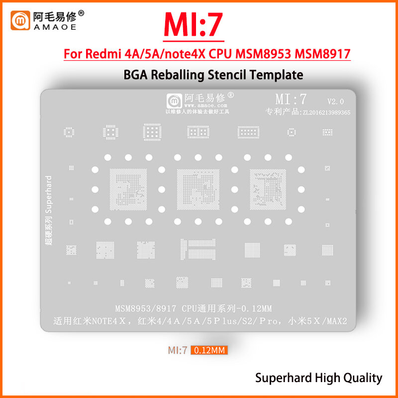 Amaoe MI7 BGA Reballing Stencil For Redmi 4/4A/5A/5PLUS/5P/S2/Pro/Note4X Xiaomi 5X/Max2 MSM8953 MSM8917 CPU RAM Power PA IC CHIP