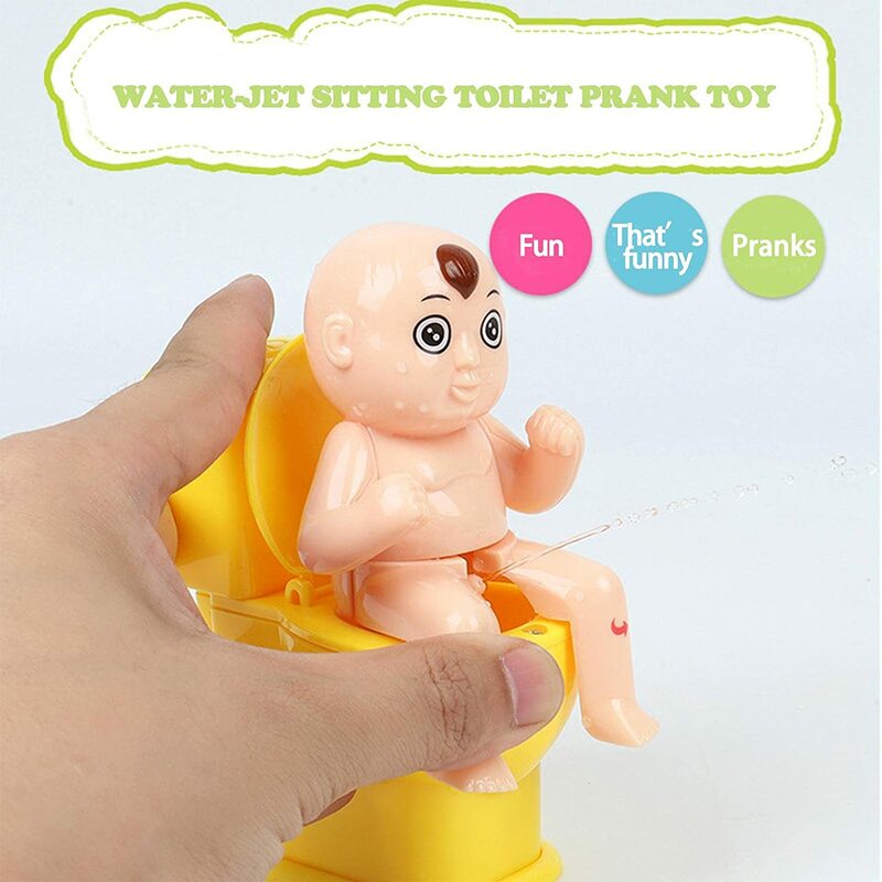 Novelty Joke Toy Doll Toilet Pee Boy Water Spray Trick Funny Children Tricky Shooting Water Sitting on The Toilet Toys gift