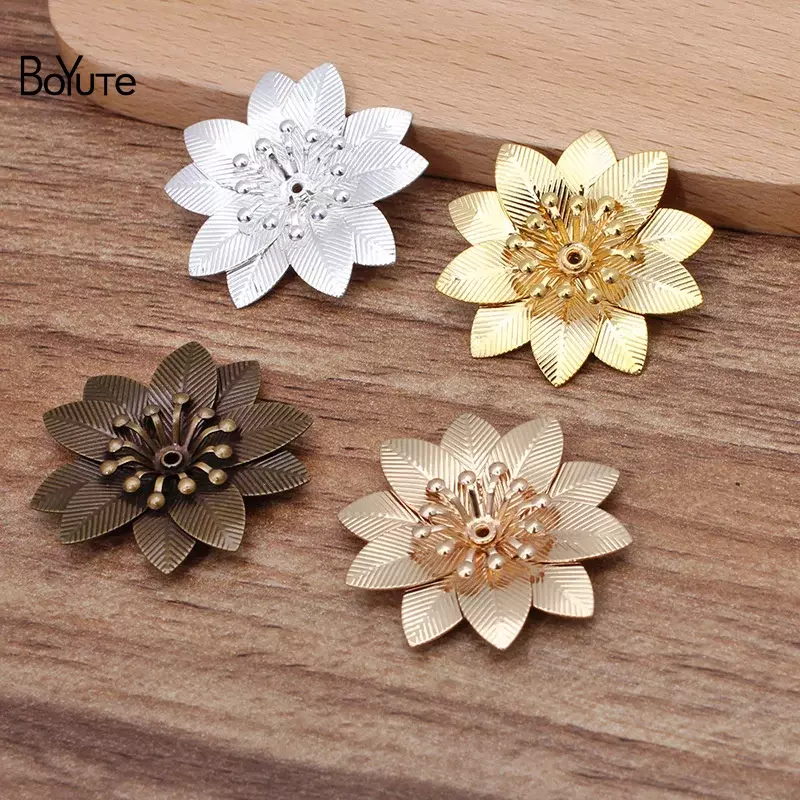 BoYuTe-Materiales de flores de latón de Metal para fabricación de joyas, accesorios hechos a mano, 29MM, 20 unidades por lote