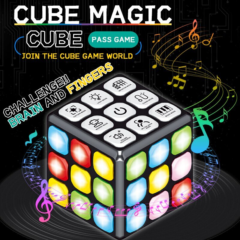 마법 매직 큐브 전기 사운드 및 플래시 뮤지컬 버라이어티 감압 인텔리전스 키즈 선물용 조명 큐브 장난감 개발