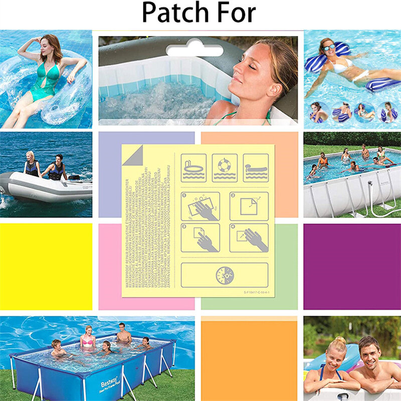 10pcs piscina Patch di riparazione in PVC Kit di riparazione dell'anello di nuoto impermeabile Patch di riparazione della barca gonfiabile accessorio per piscina